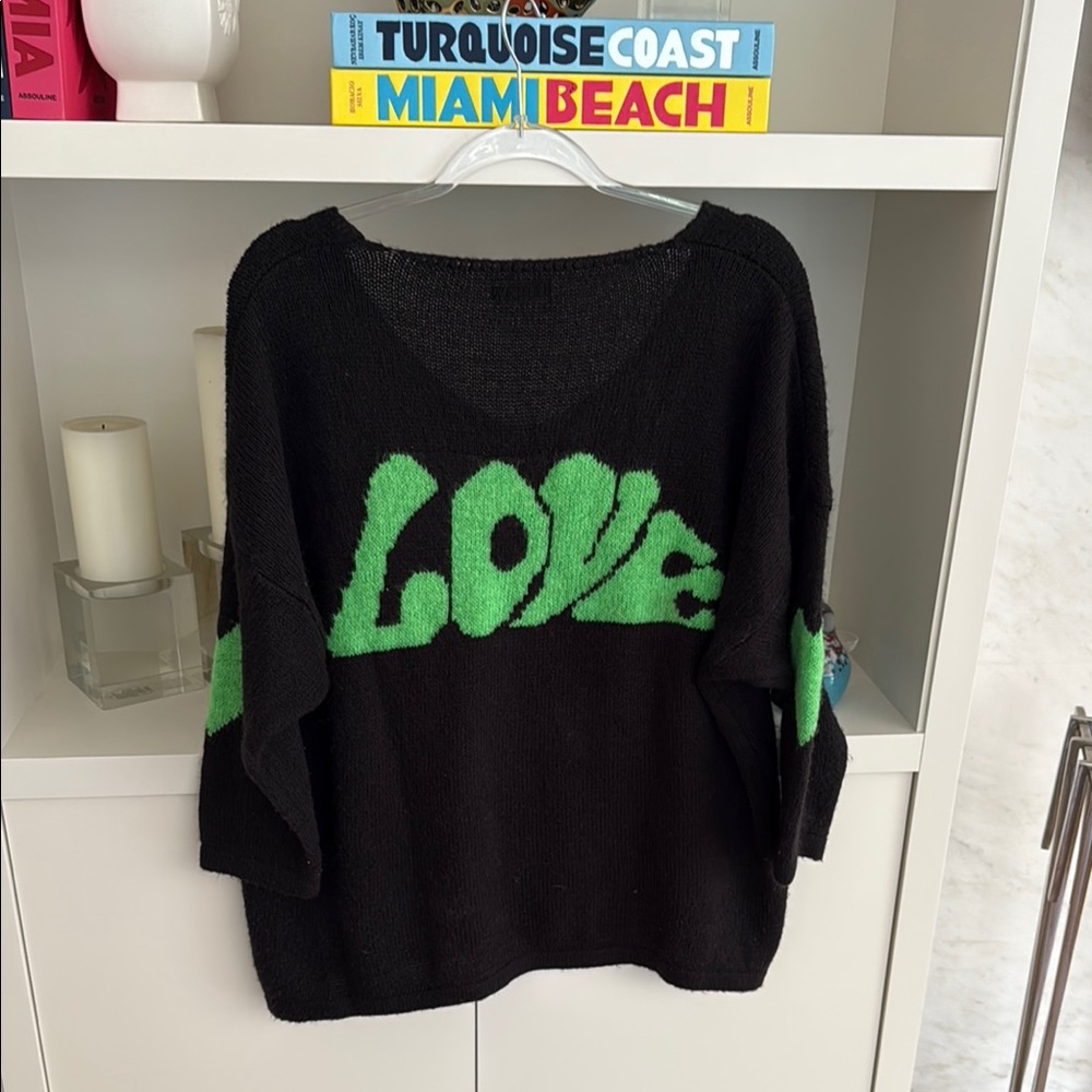 Cooperative Black Sweater with Green Accents